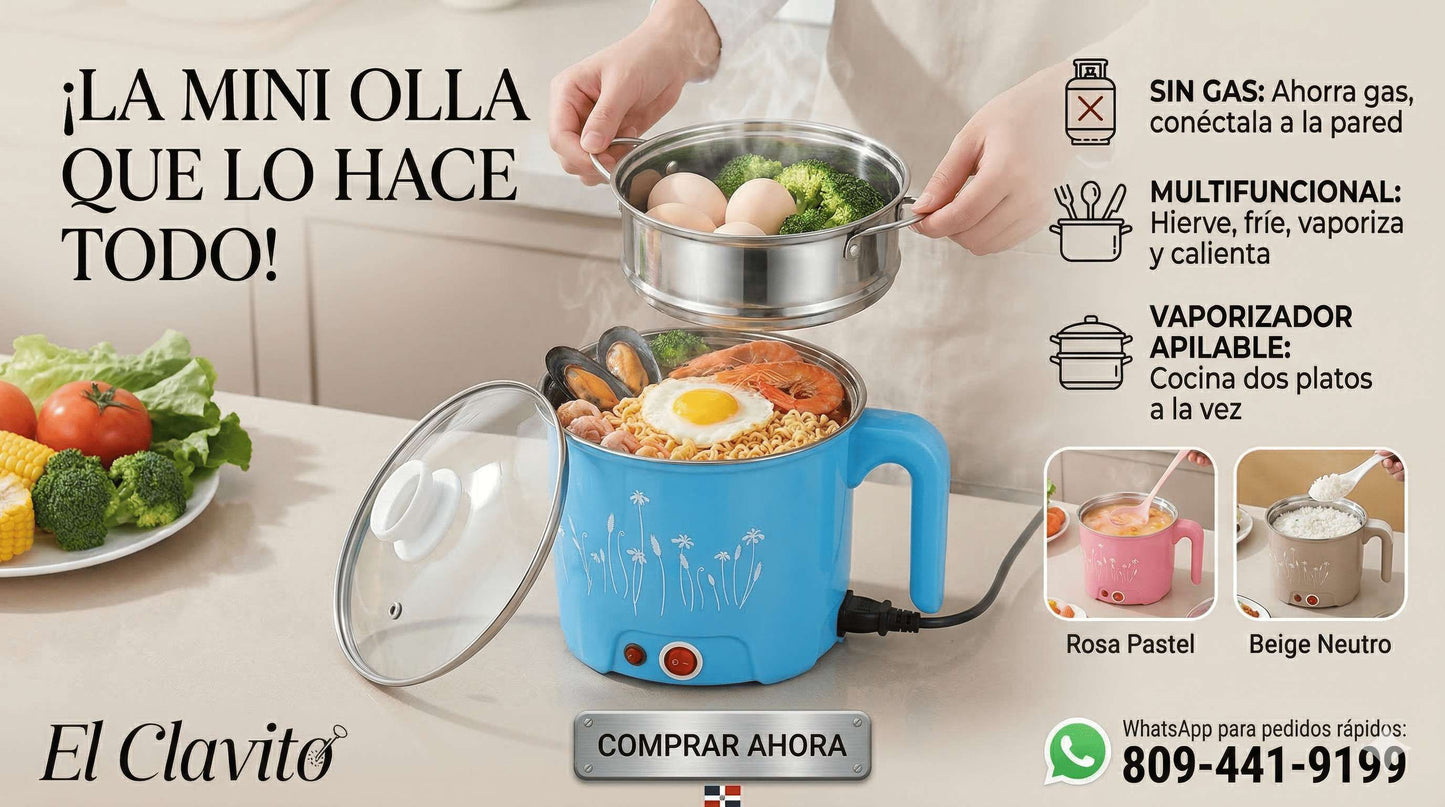 Mini Olla Eléctrica Multifuncional con Vaporera
