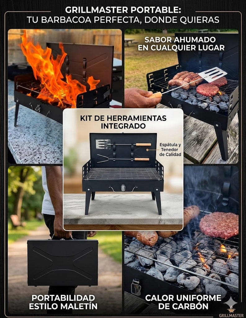 Parrilla BBQ Portátil Plegable (Incluye Espátula y Trinchador) + Envío Gratis SD