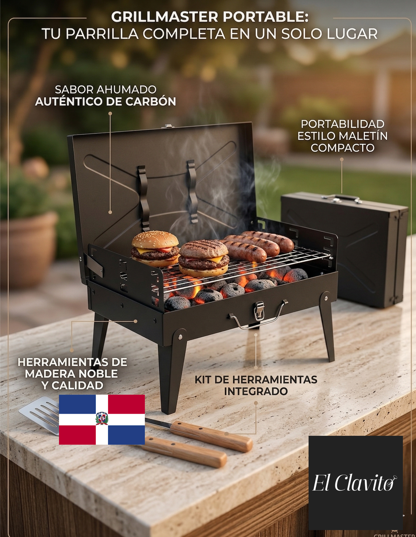 Parrilla BBQ Portátil Plegable (Incluye Espátula y Trinchador) + Envío Gratis SD
